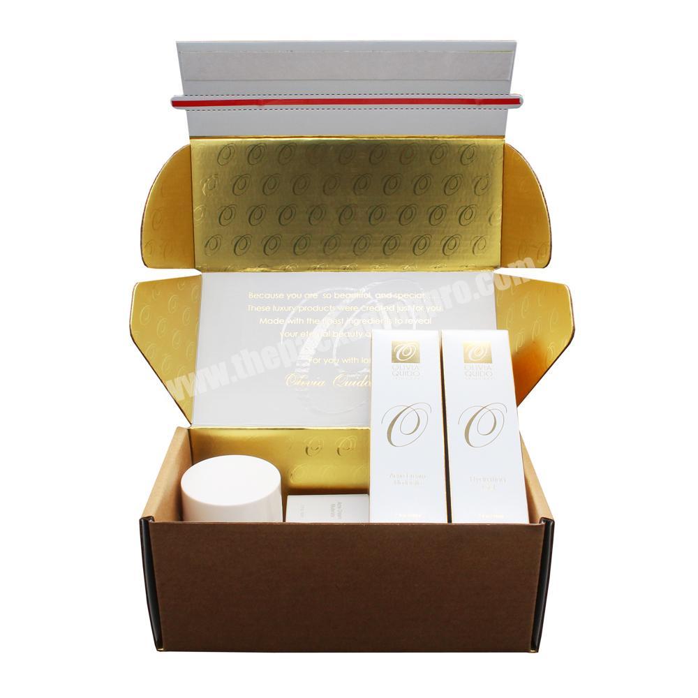 Corrugated tear off custom order mailer packing skin care set packaging boxes