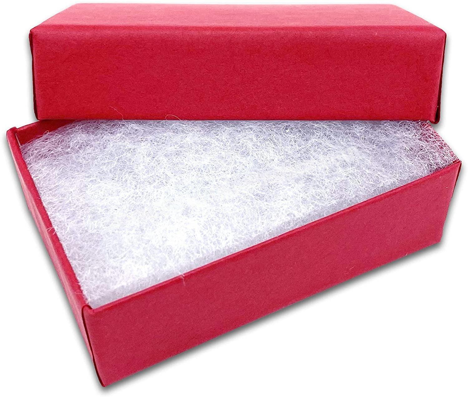 Cotton Filled Cardboard Paper Jewelry Box Gift Case - Matte Red