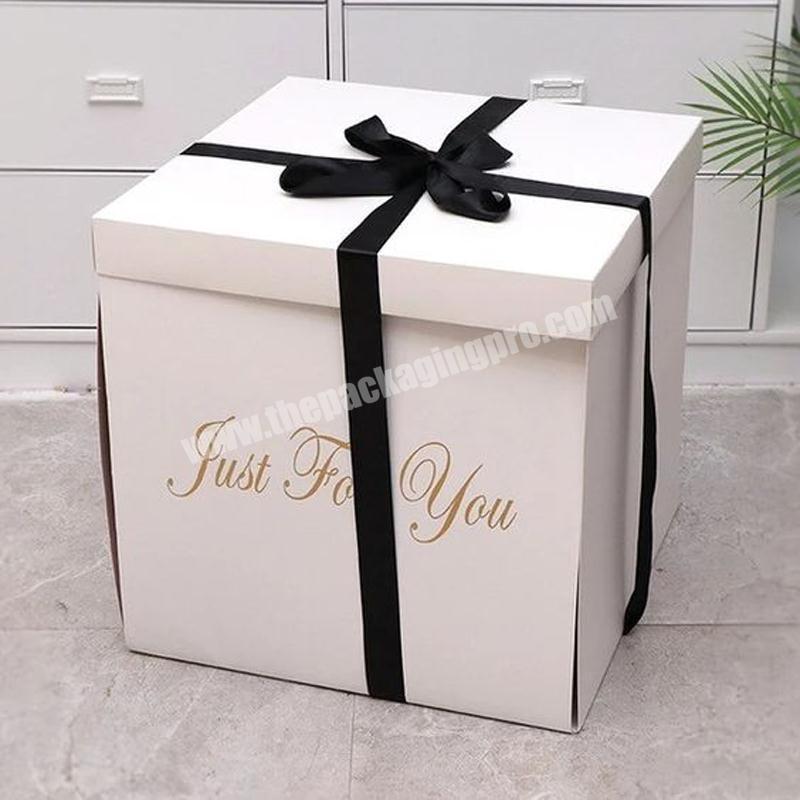 Creative custom flower packaging balloon surprise gift box packaging arrangement birthday party christmas cake surirpse box