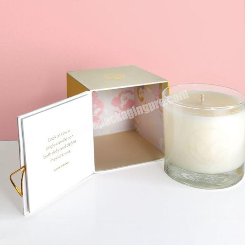Creative printed rigid cardboard candle jars with lid and boxes custom luxury paper candle set gift box packaging candle