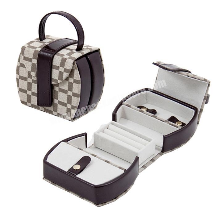 Creativity design custom zipper leather jewelry ring case box travel mini small travel jewelry storage box travel jewelry box