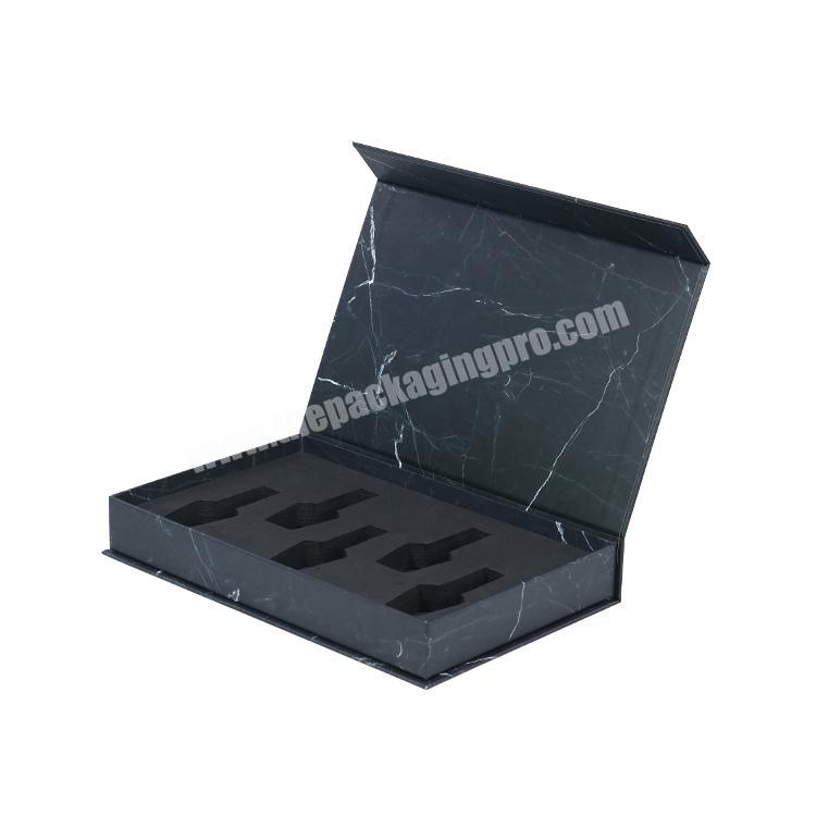 Custom Big Marble Magnetic Flip Lid Top Gift Box Black Marble Packaging Box Paper Cardboard Box