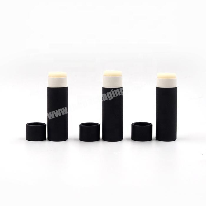 Custom Black Cardboard Lip Balm Lip Gloss Sunscreen Stick Packaging Container Push Up Paper Tube