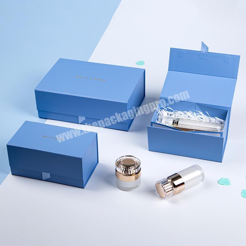 Custom Book Shape Magnetic Folding Cosmetic Set Gift Box Packaging for Skincare