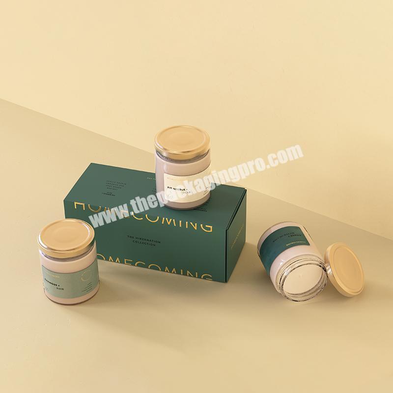 Custom Candle Paper Gift Box Bespoke Candle Set Packaging Box Green Paper Box for 3 Candles