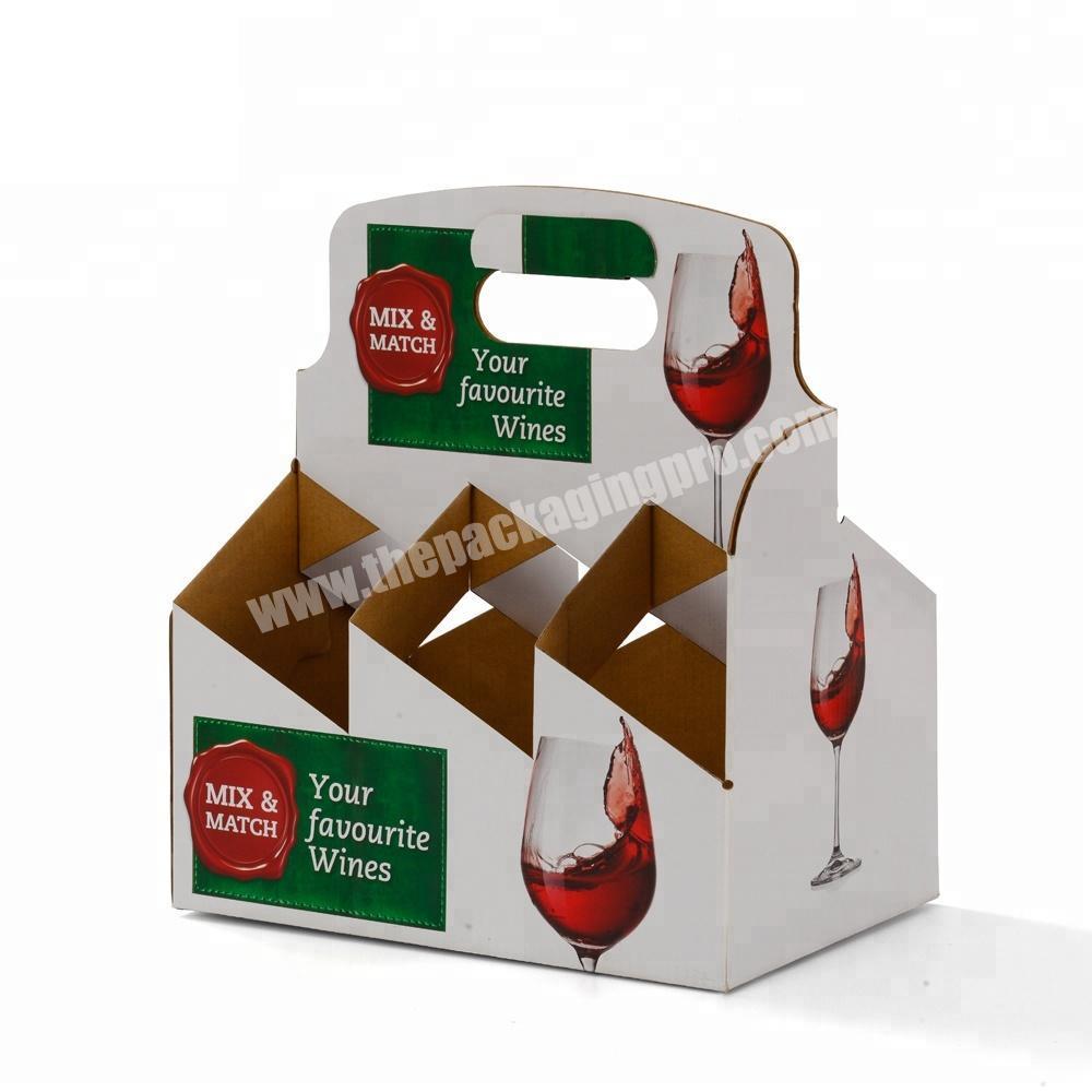 Custom Cardboard Carton Red Wine Glass Carrier Six Bottle Packaging Boxes