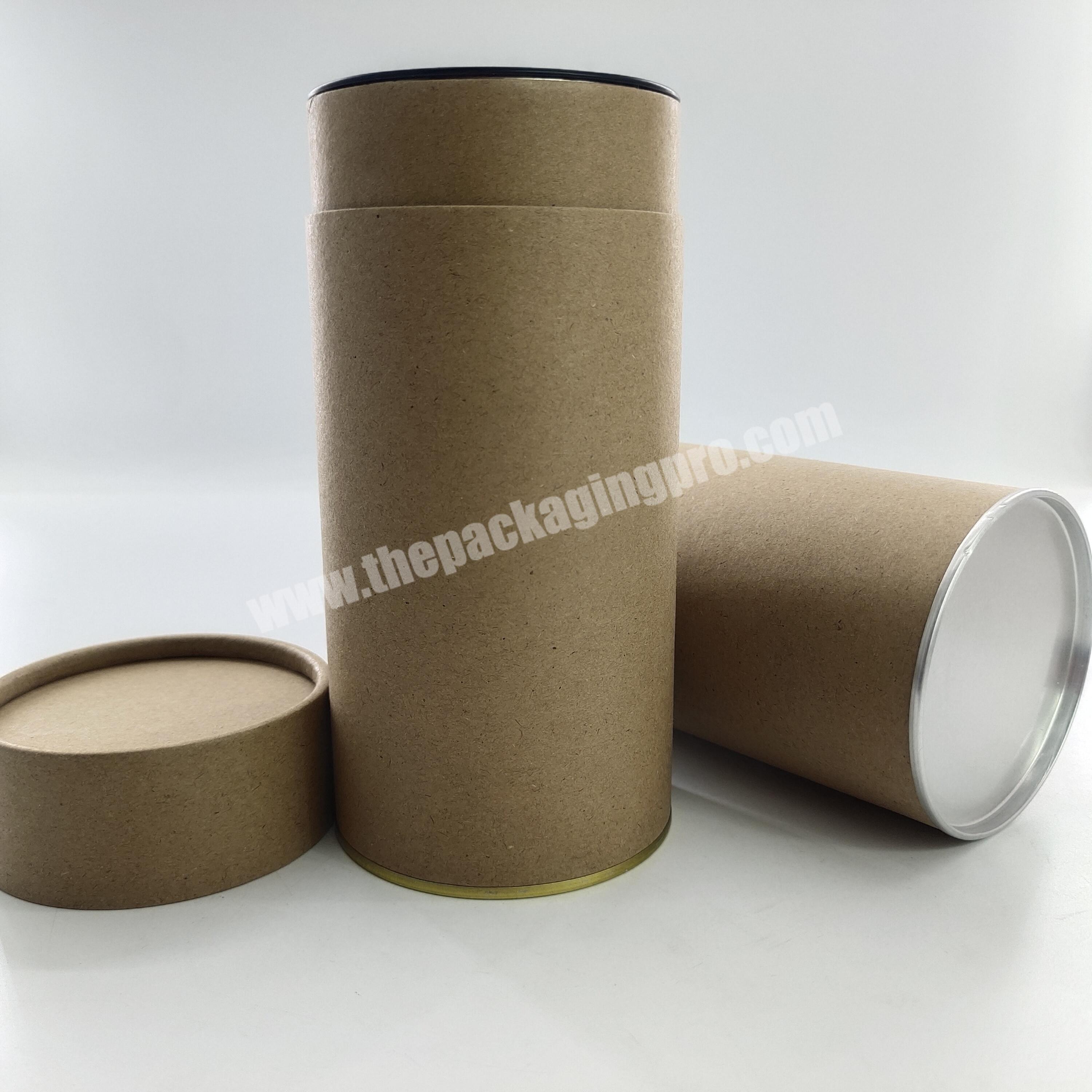 Custom Cardboard Tea Tubes Round Packaging with metal lid