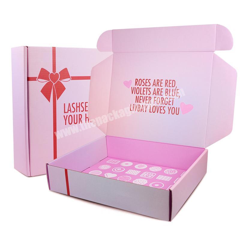 Custom Cheap Two Sides Printing Pink Corrugated Gift Shipping Box