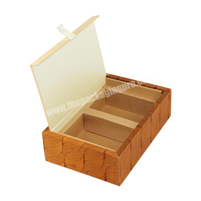 Custom Chinese traditional style high-grade tea packaging wood grain cardboard gift box