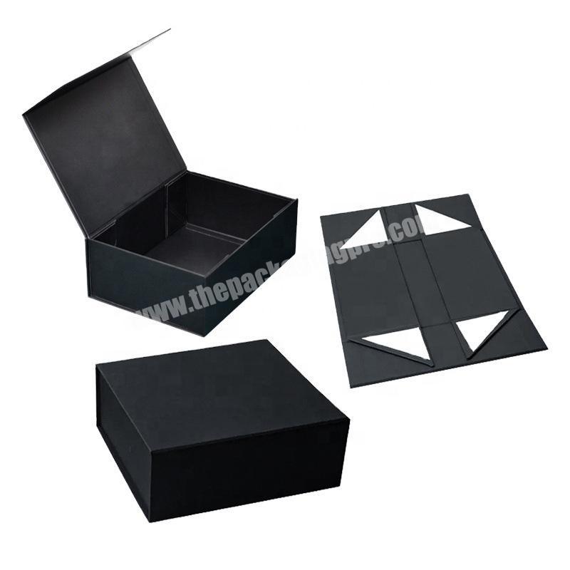 Custom Collapsible Black Folding Magnetic Closure Box Birthday Gift Cardboard Gift Box Logo Paper Box