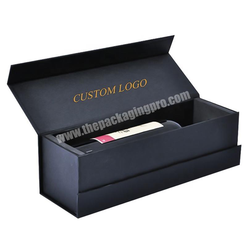 Custom Color Size Logo All Perfect Services Magnetic Gift Boxes Wholesale Black Wine Gift Box For Private Brand