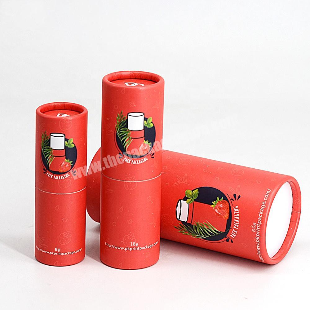 Custom Cosmetic Twist up Paper Tube Lip Balm Deodorant Packaging Perfume Container Customized Logo