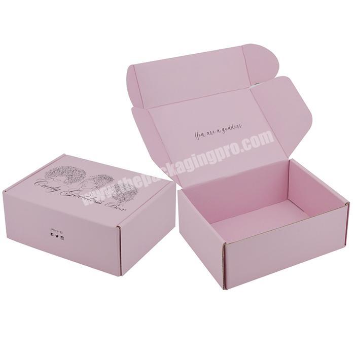 Custom Cuboid Recycled Logo Printed Pink Simple Elegant Corrugated Folding Kraft Paper Packaging Box