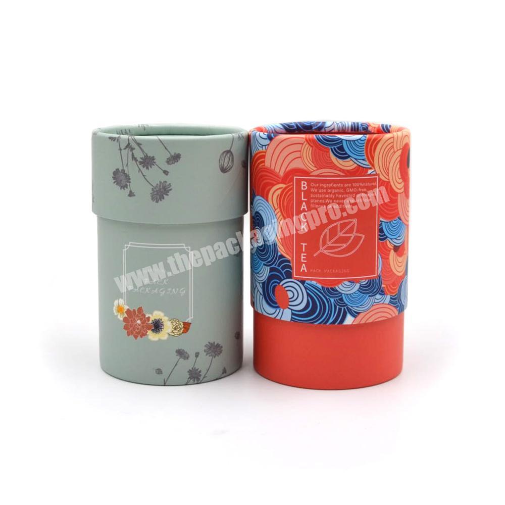 Custom Cylinder Cardboard Paper Tea Canister Round Packaging Boxes Round Gift Box for Tea Package