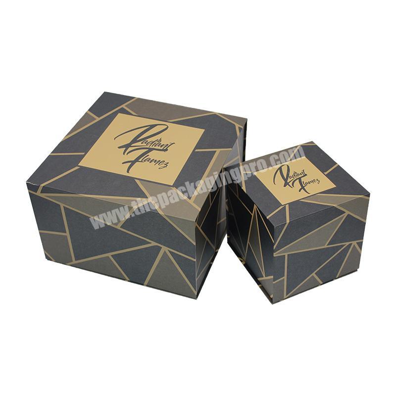 Custom Design Black Cardboard Gift Packaging Magnetic Folding Box