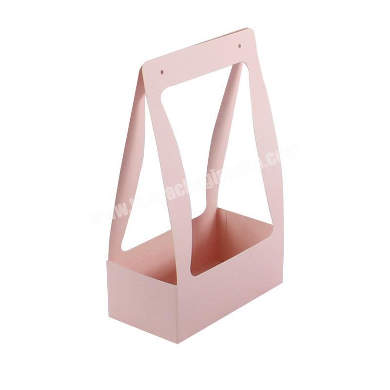 Custom Design Cheap Disposable Flowers Bags Tote Bag Packaging Shopping Bag Valentine's Day Portable Packaging Paper Flower Box