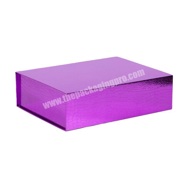 Custom Design Glossy Colorful Large Rigid Paper Cardboard Gift Packaging Magnetic Folding Box for Wedding Dress