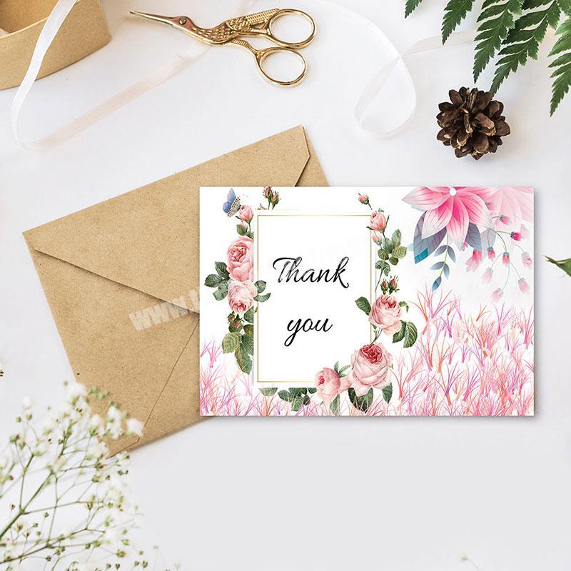 Custom Design Gold Foil Personalized Paper Card Printing Shopping Purchase Thank You Cards Greeting Card with Envelope