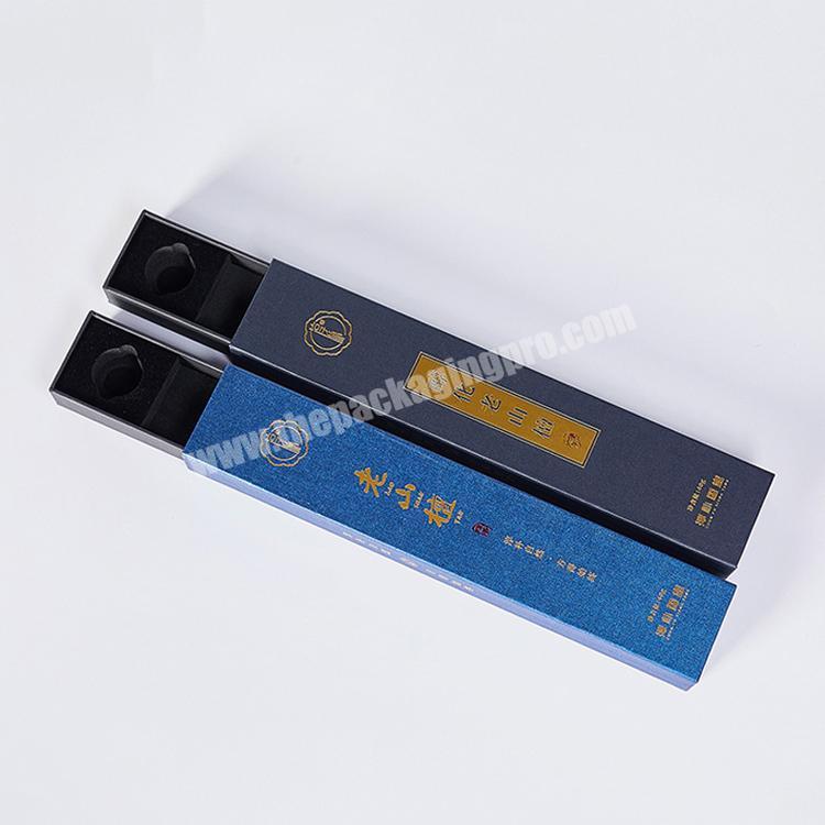 Custom Design Long Rectangle Slide Out Match Drawer Box Paper Gold Bracelet Necklace Packaging Box
