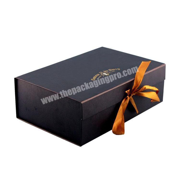 Custom Design Matte Black Large Rigid Paper Cardboard Gift Packaging Magnetic Folding Box for Wedding Dress