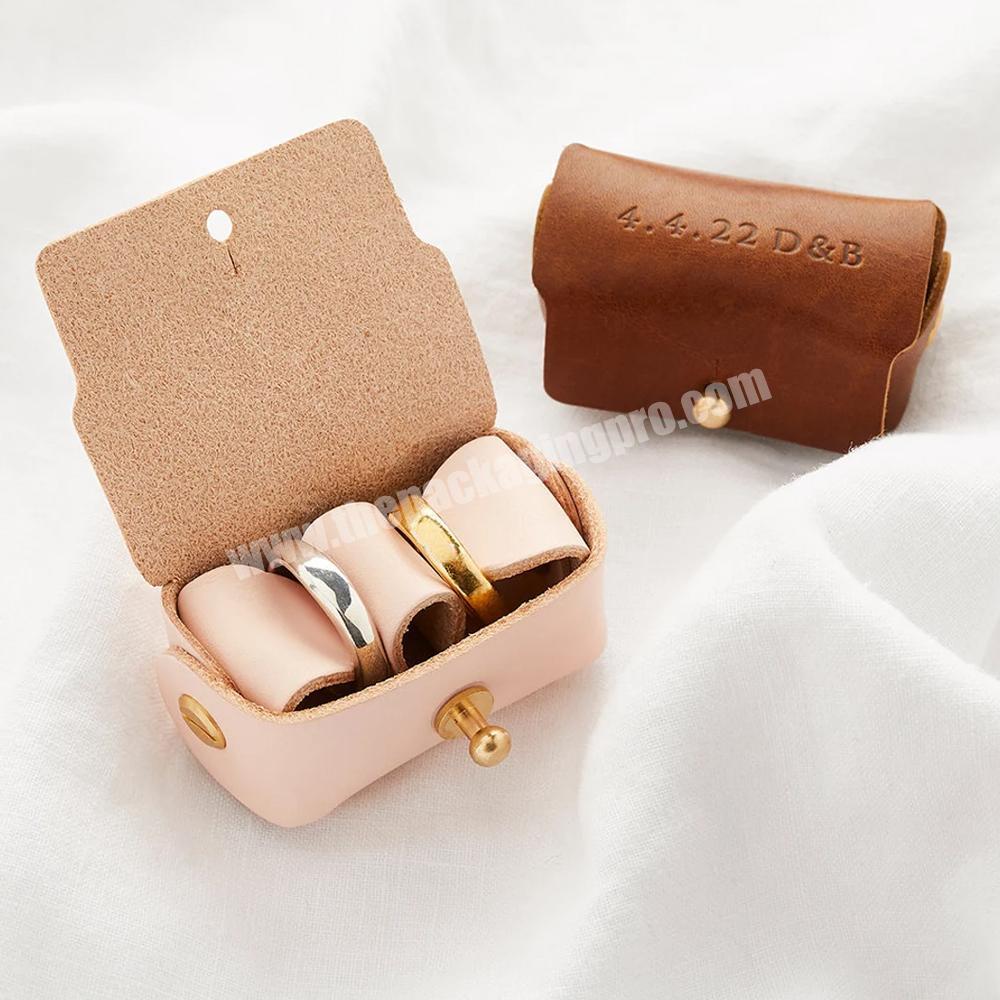 Custom Design Personalised Leather Wedding Ring Pouch Wedding Ring Box Personalised Wedding Ring Jewelry Packaging Gift Box