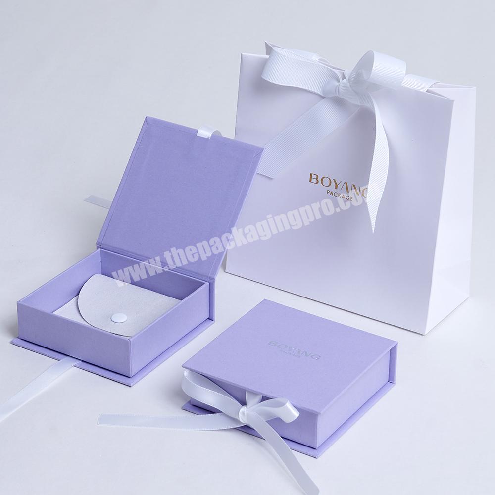 Custom ECO Paper Necklace Ring Jewellery Jewelry Gift Packaging Box with Ribbon
