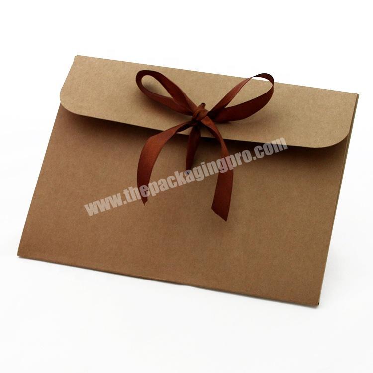 Custom Eco-Friendly simple cd Paper Wedding Cardboard Money brown kraft Envelope Gift Box Packaging With Ribbon