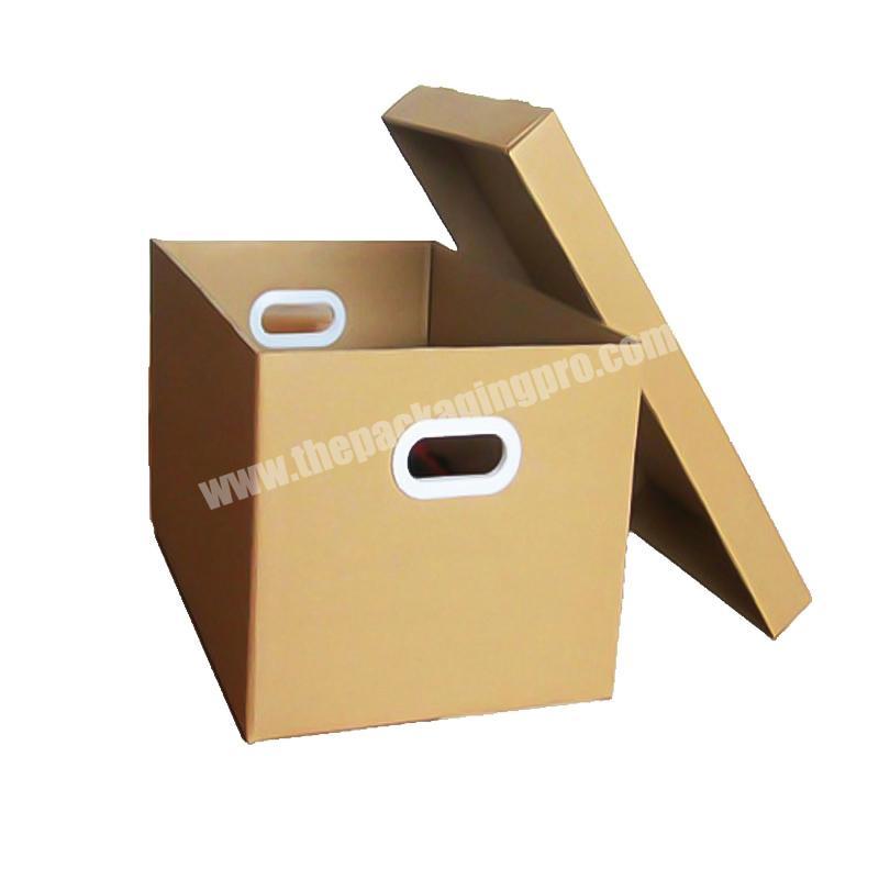 Custom Eco Rigid Cardboard Paper Organizer Large duty Moving Cardboard Boxes with Handles