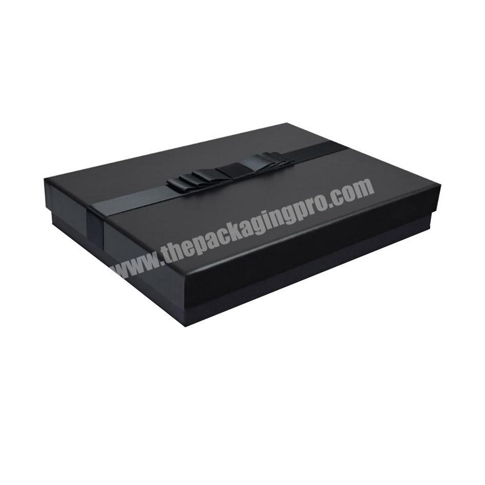 Custom Elegant black gift box packaging large black box with lid black gift box with bow