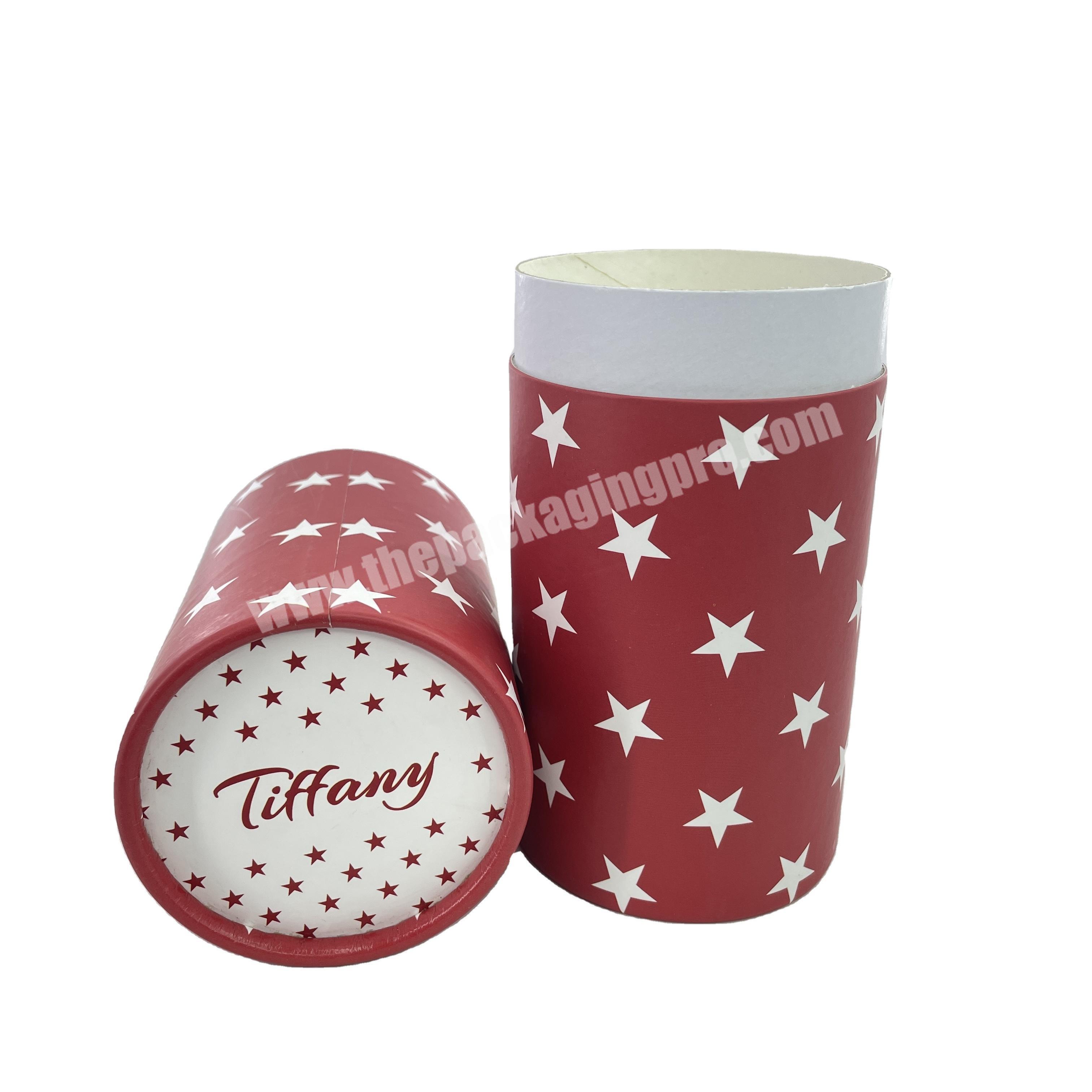 Custom Festival Packaging Round Carton Paper Tube Red Christmas Cylinder Box