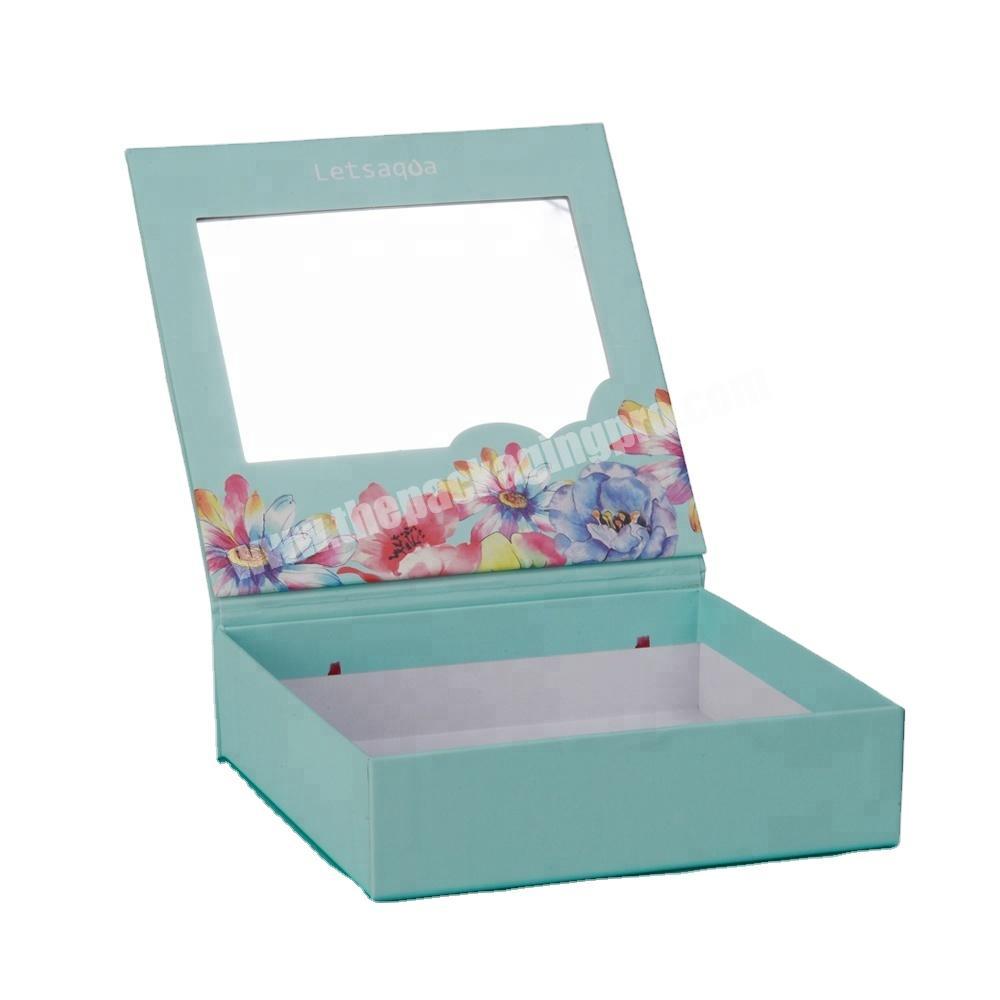 Custom Foldable Small Makeup Lashes Gift Paper Box Square Eyelash lipstick Packaging Box With Stand Up Mirror