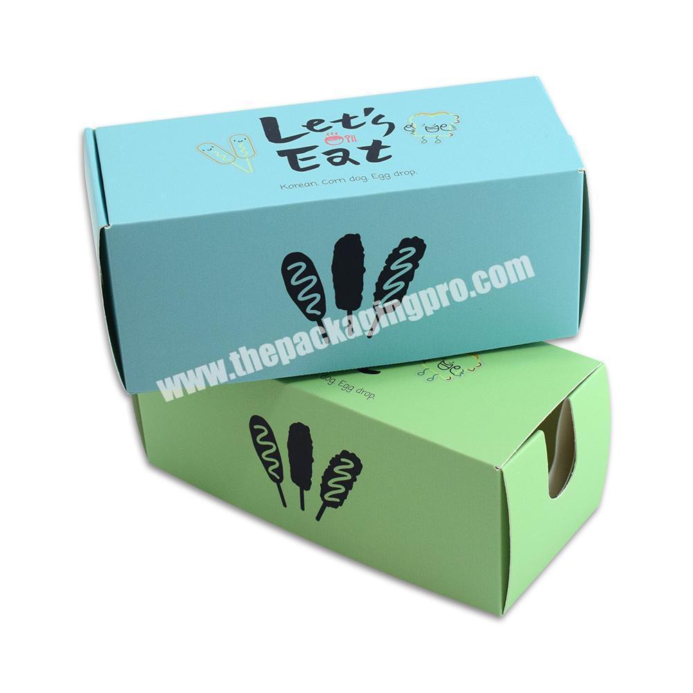 Custom Food Grade Biodegradable Fast Food Packaging Korean Hotdog Box Takeaway Korean Corndog Box