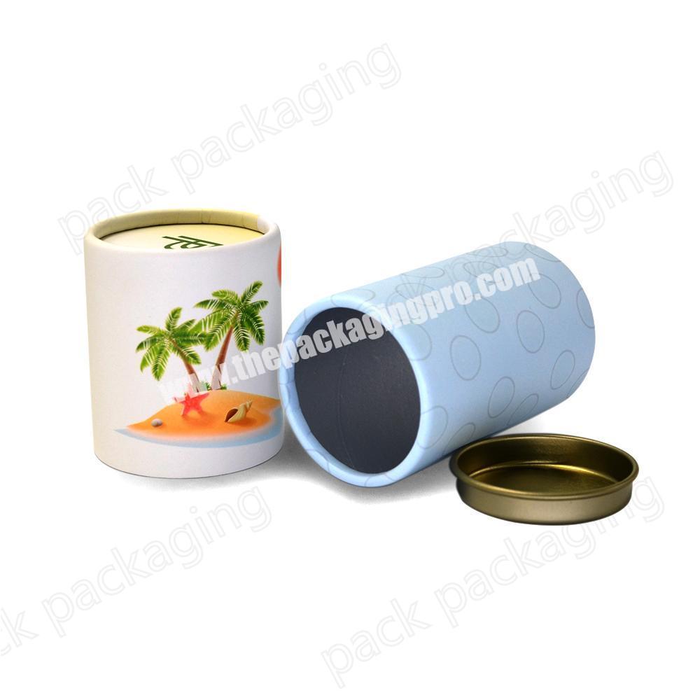 Custom Printed Sleeve Style Tea Packaging Eco Friendly Cardboard Tube Packaging Tubes with Airtight Metal Lids