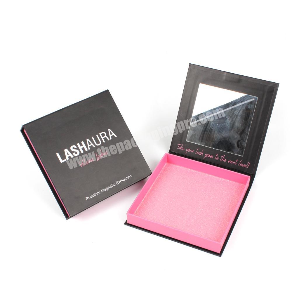 Custom Girl's Pink Color Makeup Packaging Magnetic Closing Box For Eyelash Packaging Rigid Cardboard Box With Logo