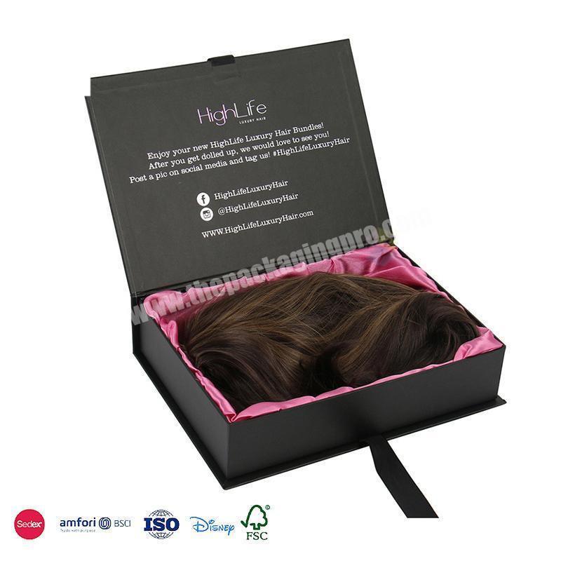 Custom Hair Packaging Boxes Wholesale Black Bundles Wig Packaging For Hair Extension Box