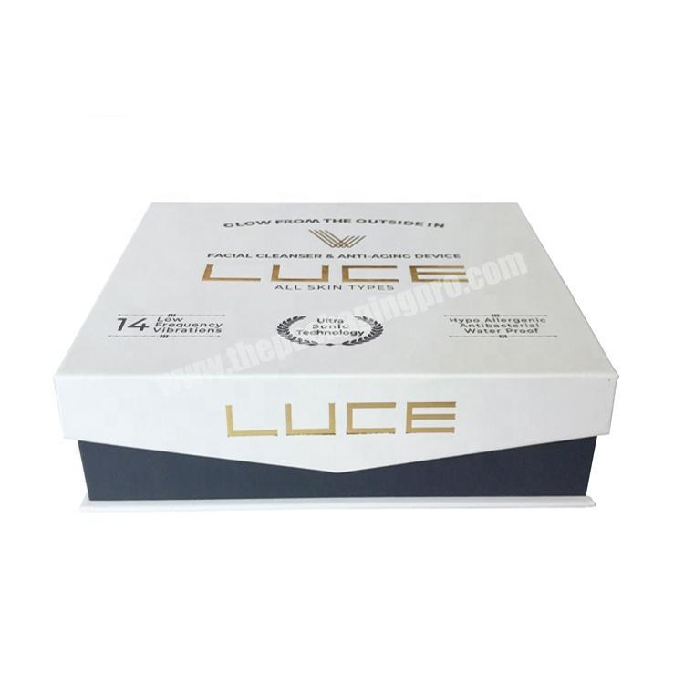 Custom Handmade Rigid Cardboard Luxury Magnet White Skincare Packaging Box With Closure
