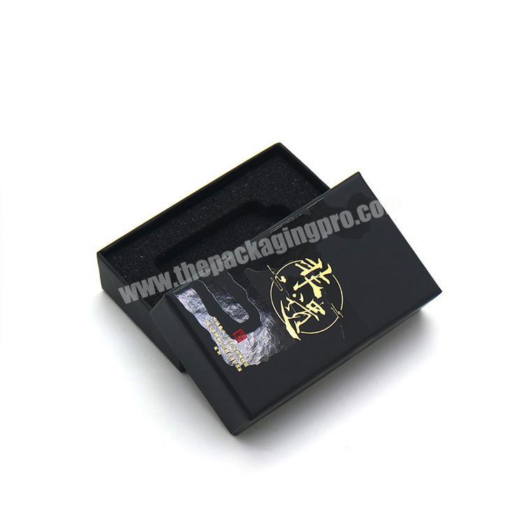 Custom Hot Stamping Luxury Black Rigid Paper Memory Flash Card Cosmetics Packaging Gift Box With Lid