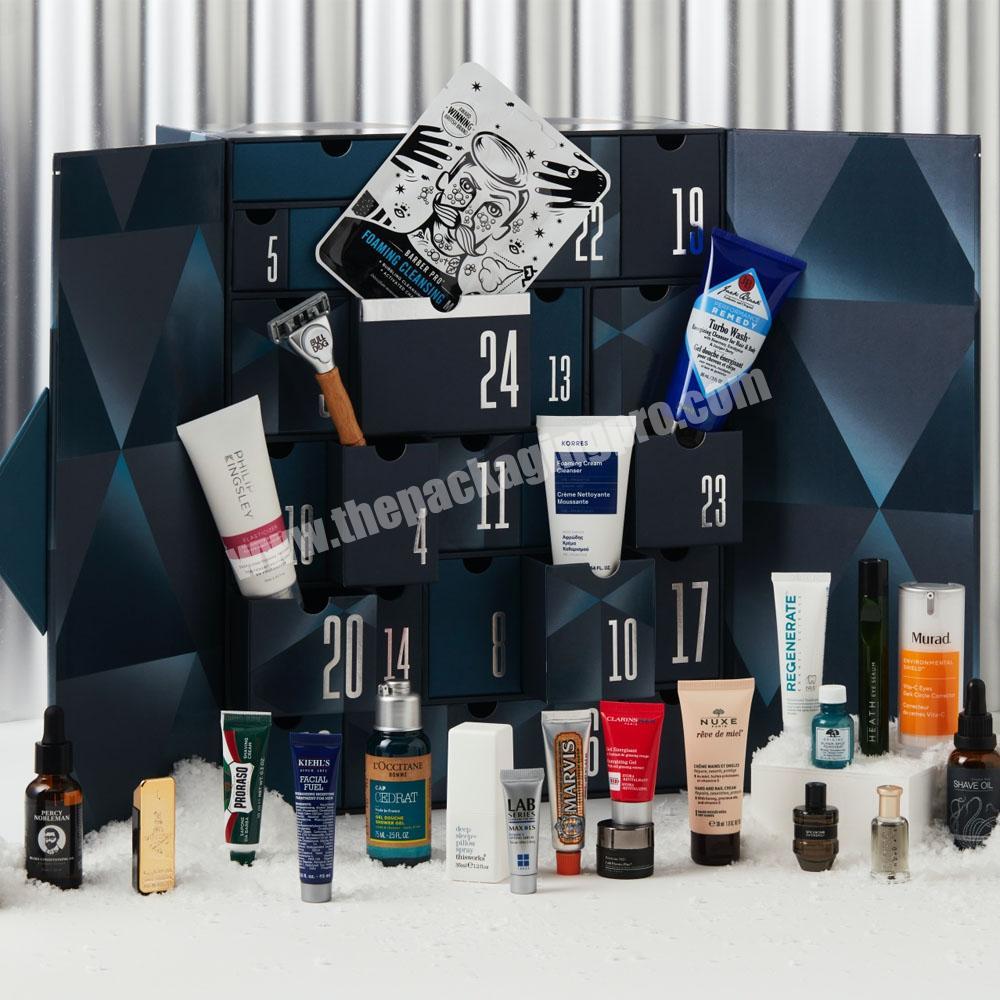 Custom LOGO Advent Calendar Empty Luxury Cardboard Paper Gift Beauty Cosmetic Packaging Countdown Christmas Advent Calendar Box