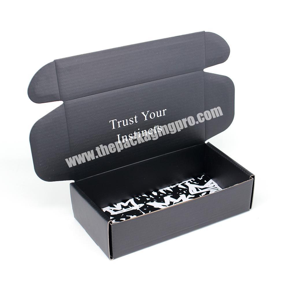 Custom LOGO printed black packaging shipping corrugated cardboard mailer box for clothes