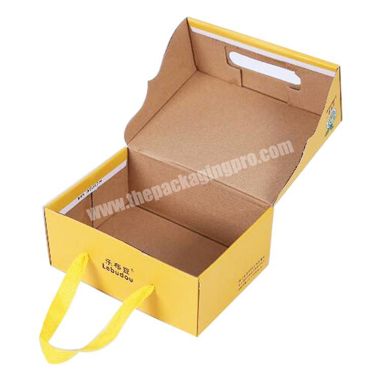 Custom LOGO printed children baby shoes packaging box corrugated cardboard mailer box with handle