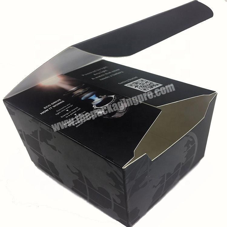 Custom Logo Black Premium Luxury Paperboard Packaging Gift Watch Box Cardboard Tuck in Box for Watch
