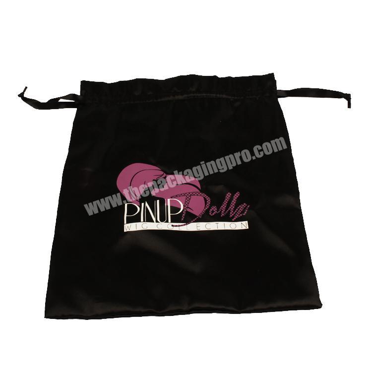 Custom Logo Black Silk Cloth Bag Hair SatinPacking Bags