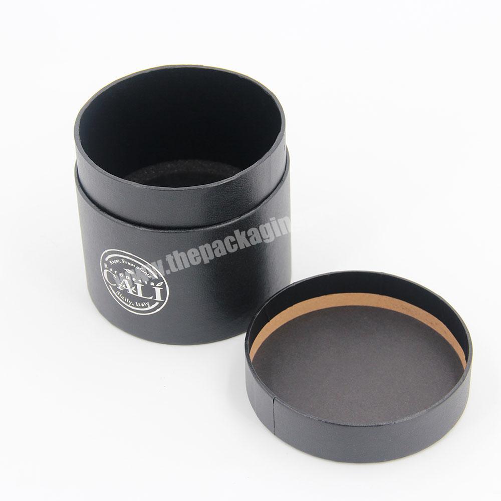 Custom Logo Black Storage Wrapping Paper Tube Cardboard Round Packaging Box Custom Candle Jar With Lid Gift Box