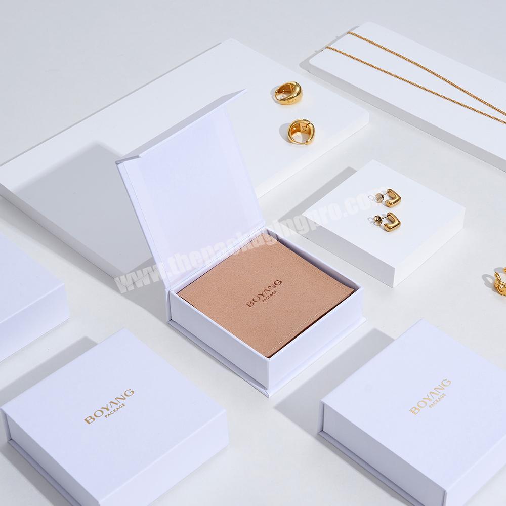 Custom Logo Box Necklace Bracelet Earrings Ring box Packaging White Jewelry Gift Boxes