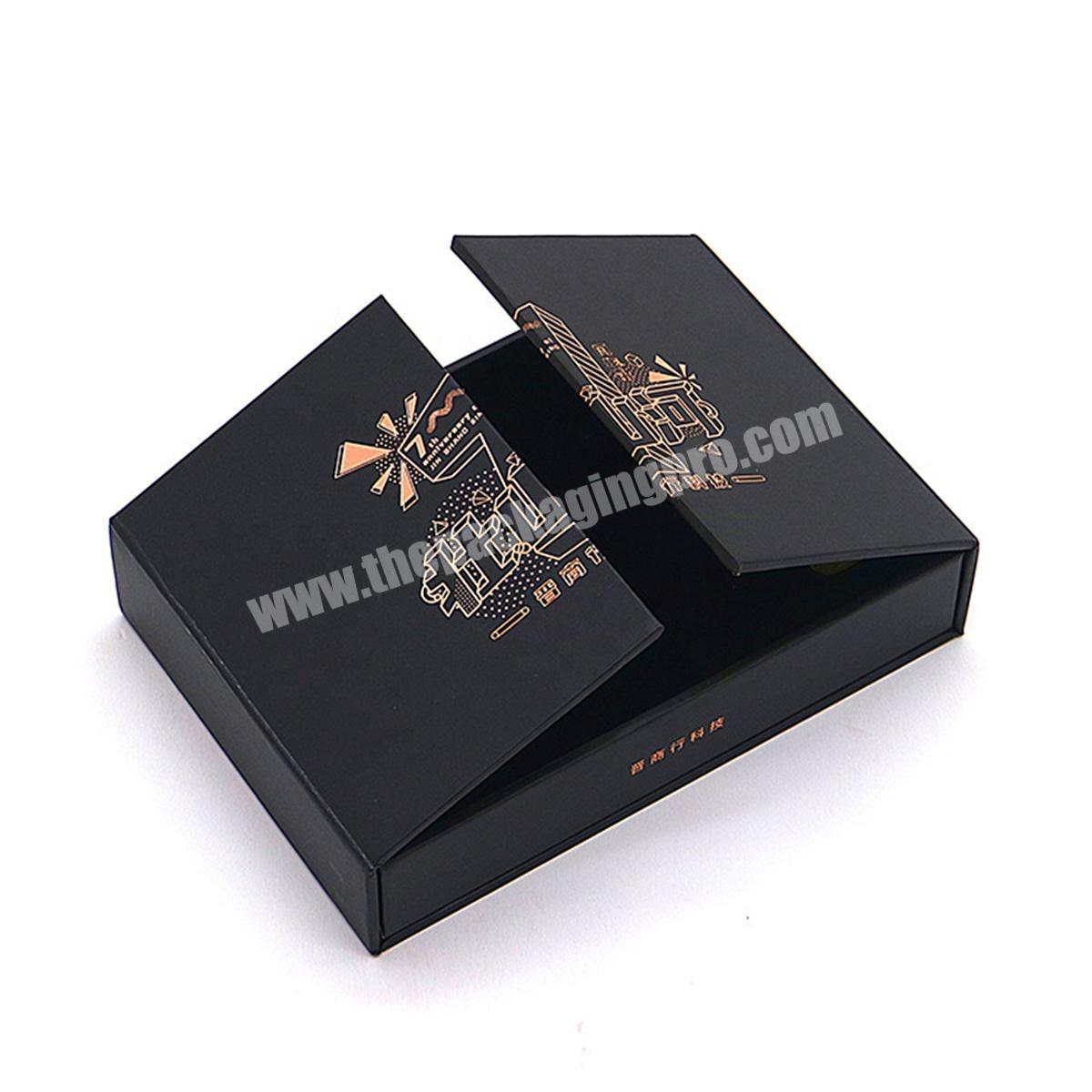 Custom Logo Bulk Small Rigid Touch Paper jewlery Box Magnet 9X9 Black Paper Jewelry Box With Foam Insert