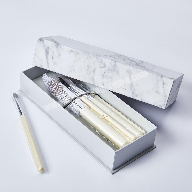 Custom Logo Empty Makeup Brushes Paper Box Packaging Hair Brush Marble Gift Box for Make Up Brush