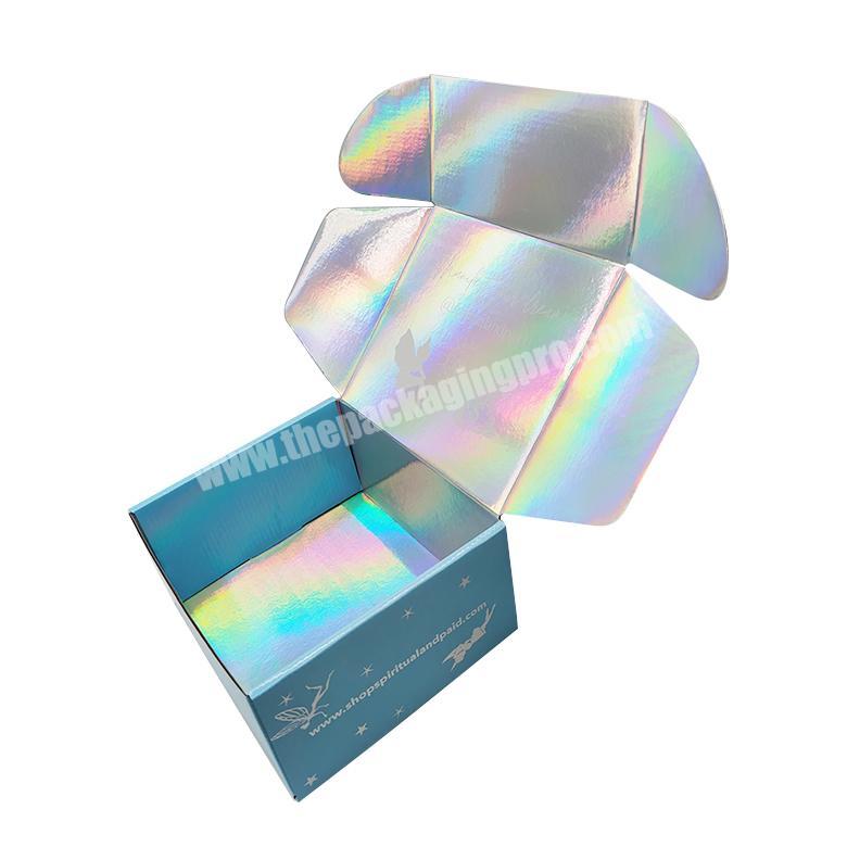 Custom Logo Flip Top Design blue Small Private Label Cardboard Shipping Subscription Mailing Packaging Holographic Mailer Box