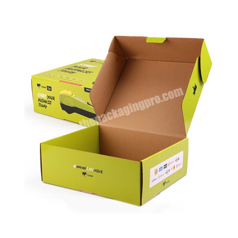 Custom Logo Fluorescent Green Electronic Products Packaging Delivery Poster Mail Paper Package Box