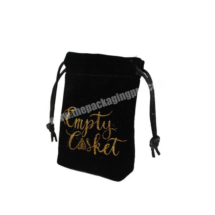 Custom Logo Jewelry String Pouch  Black Jewelry Velvet Bag