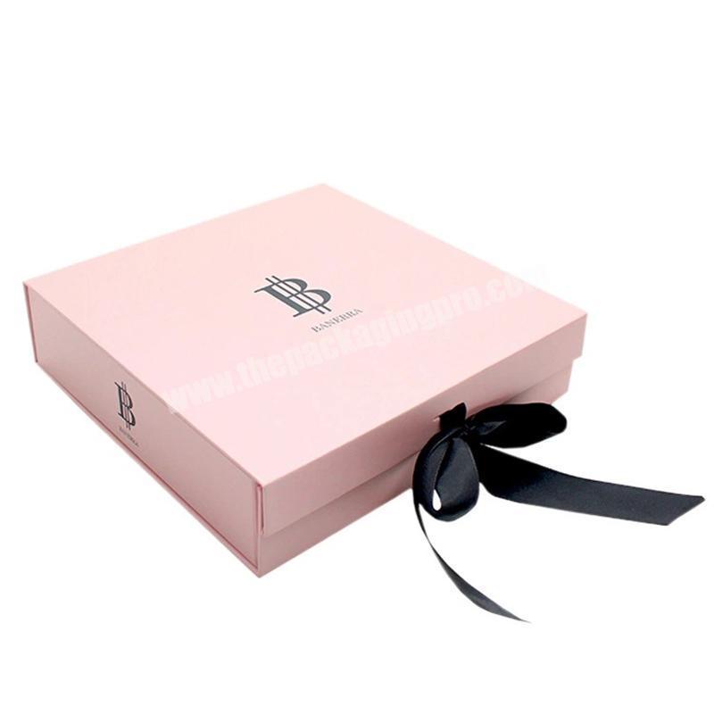 Custom Logo Large Pink Gift Magnetic Closure Clothing Dress Shipping Box Clothes Packaging Folding Paper Boxes